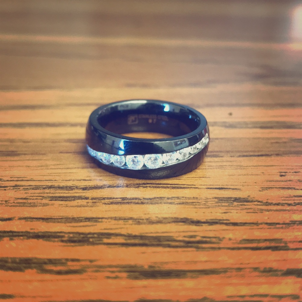Black stainless steel cz band